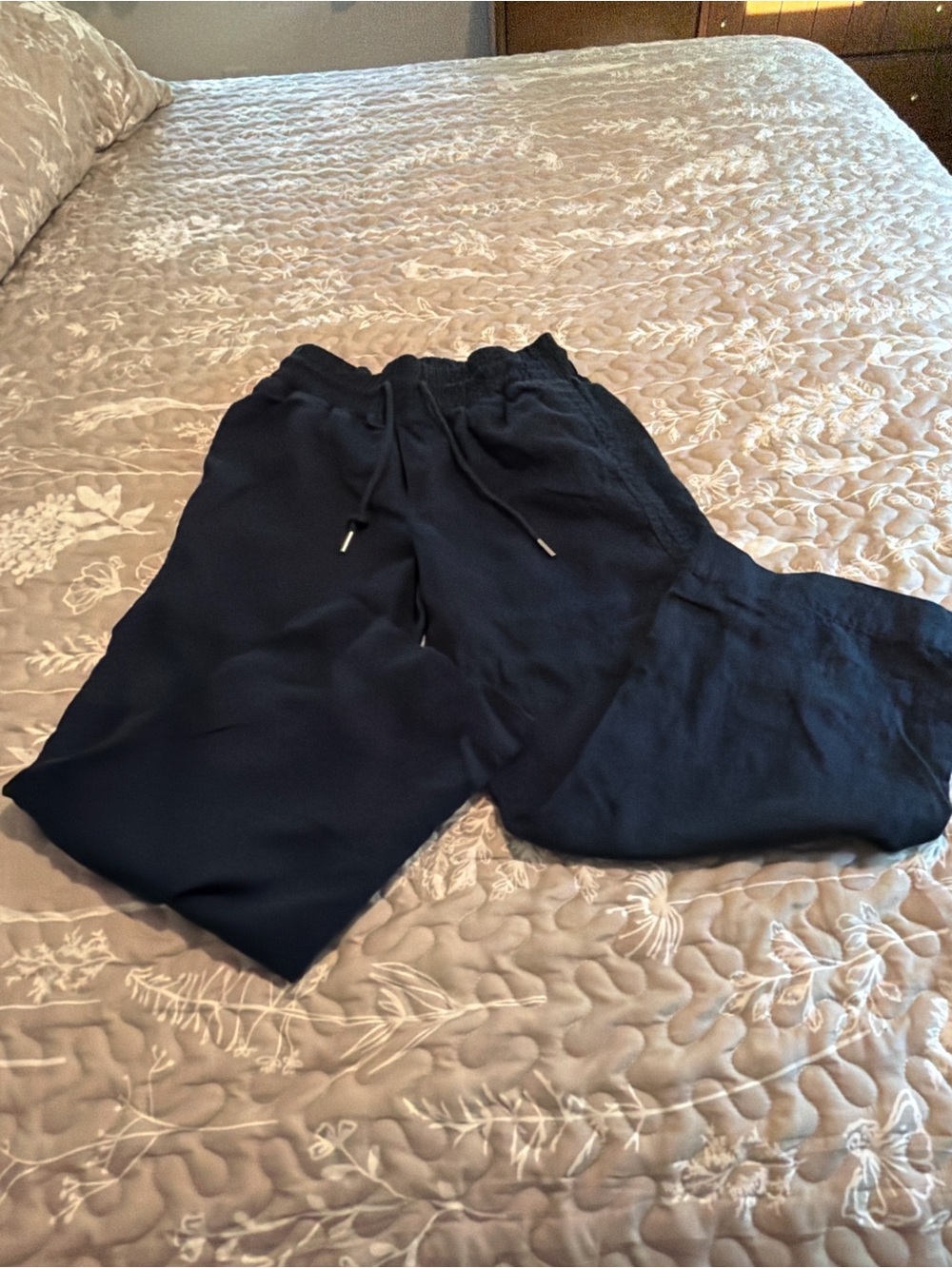 Quince women’s navy linen Elastic-Waist Joggers